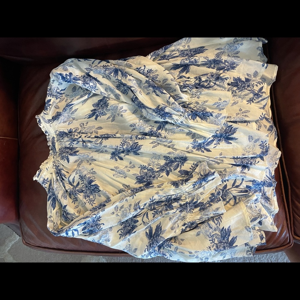 Free People Blue Pattern blouse with tie back